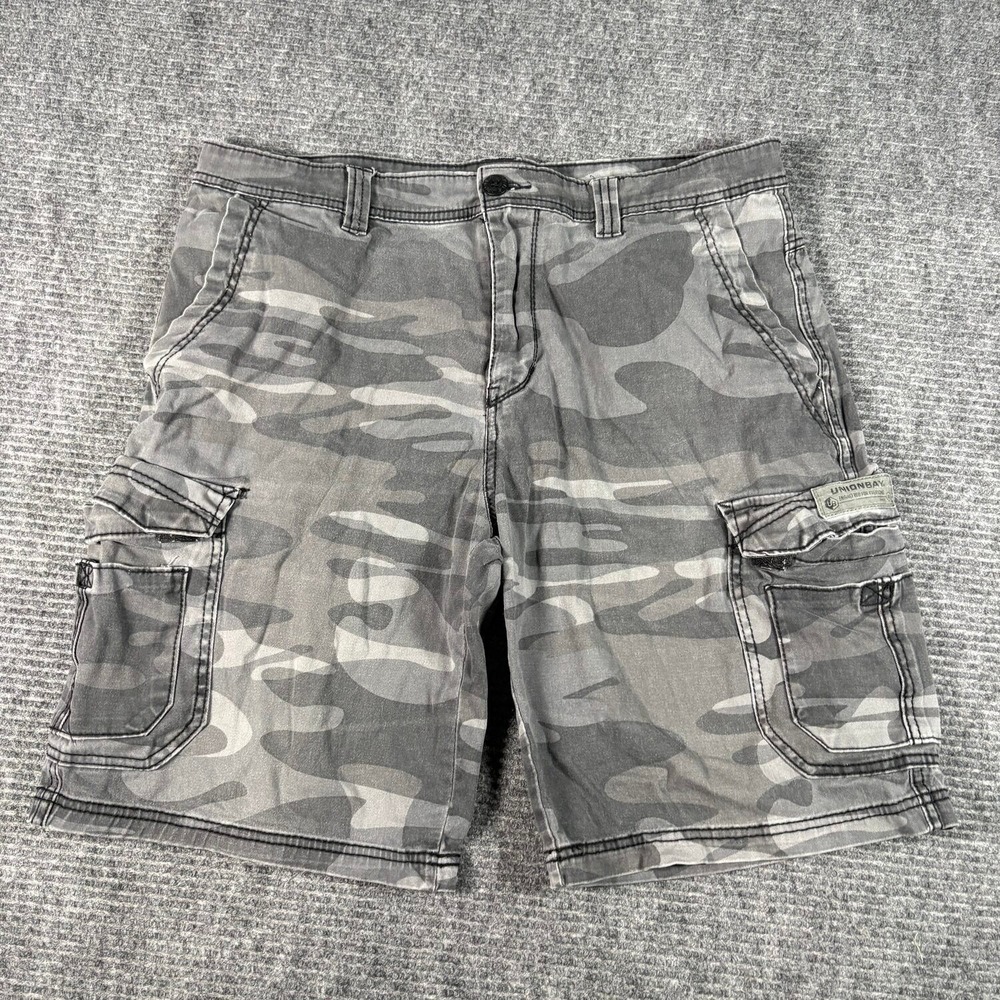 Unionbay Cargo Shorts Mens 36 Gray Camo Excellent Utility Multi-Pocket